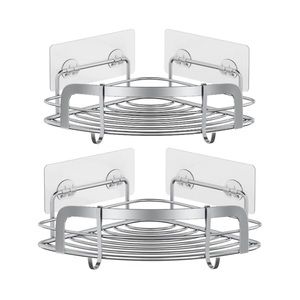 🆕  Bathroom Corner Shower Shelf, Adhesive Wall Mounted Silver